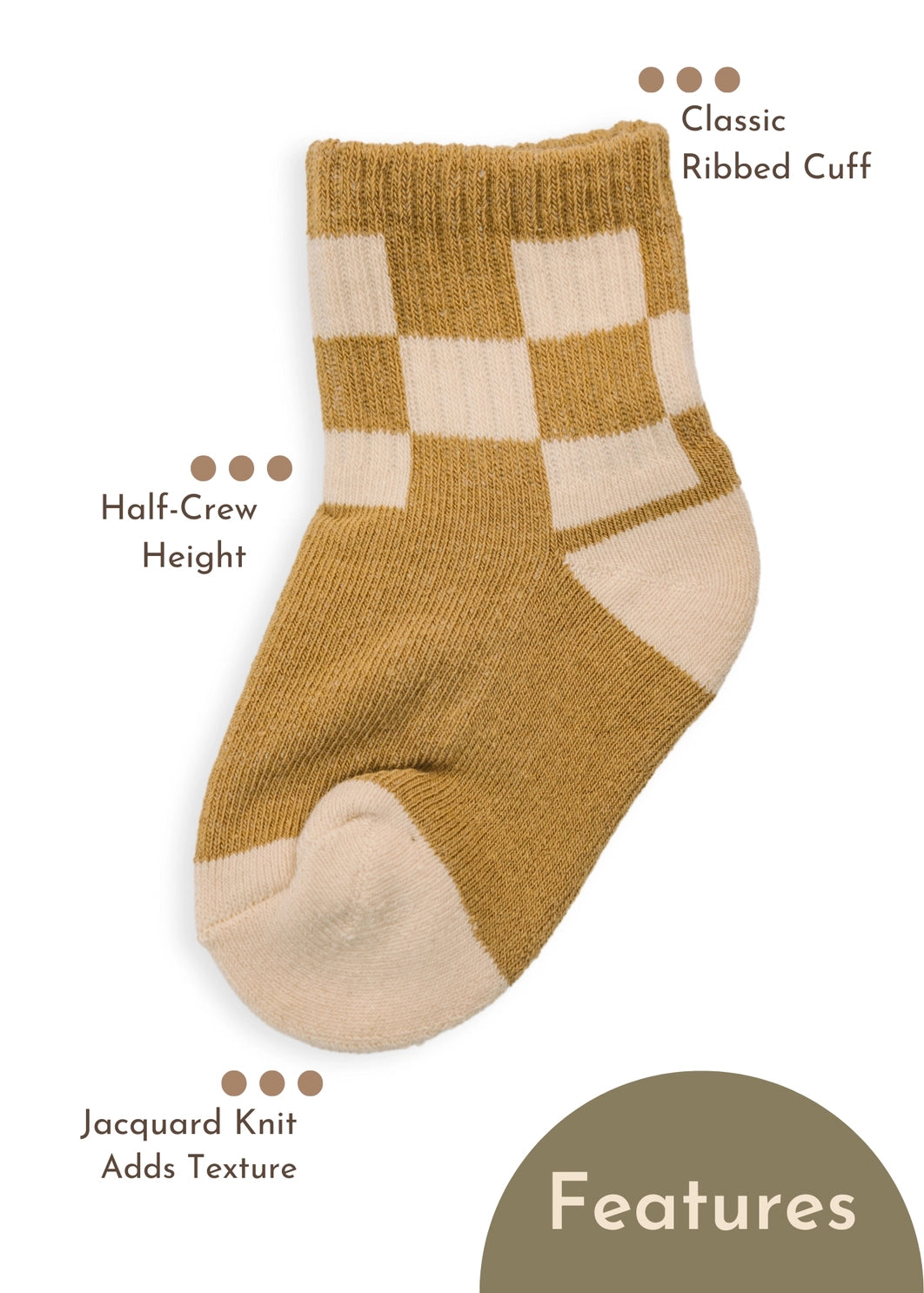 checkered & babe stripe - baby/toddler half-crew socks 2-pack