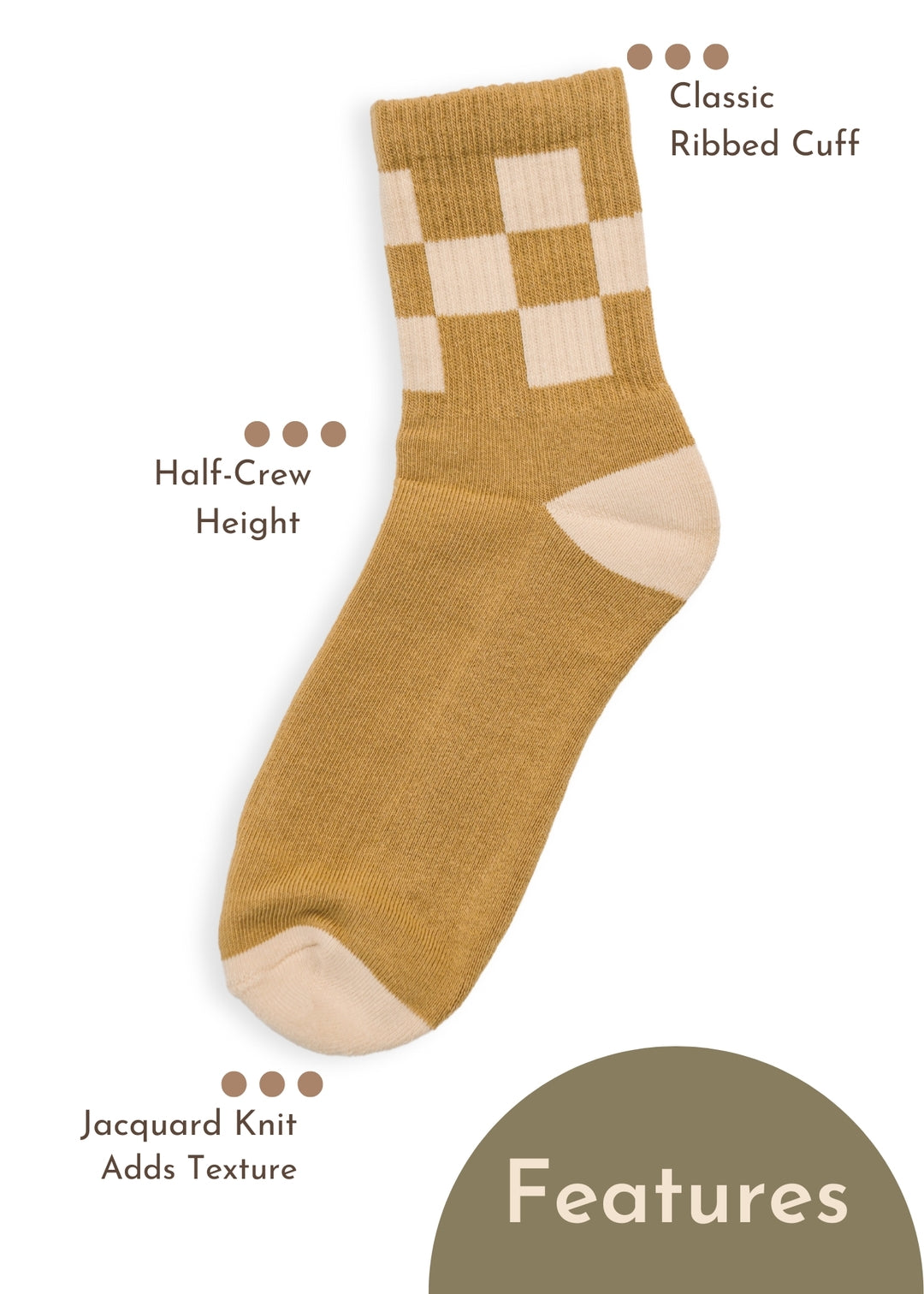 checkered & mama stripe - womens half-crew socks 2-pack