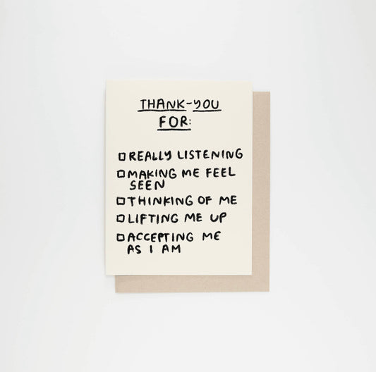 cards - thank you checklist