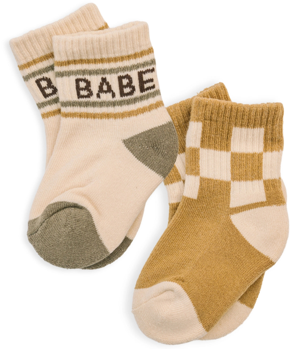 checkered & babe stripe - baby/toddler half-crew socks 2-pack